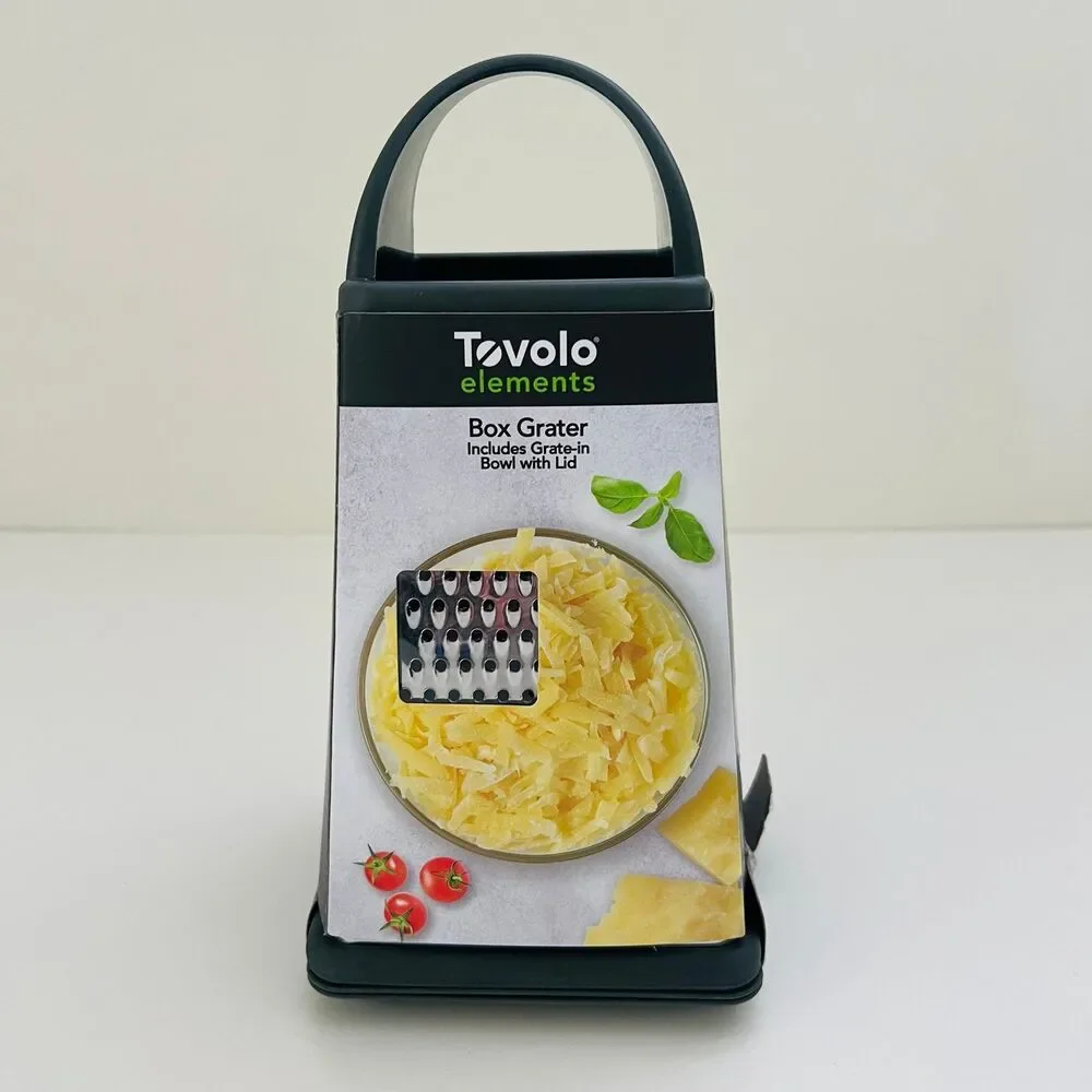 TOVOLO Elements 4 Sided Stainless Steel Box Grater With Storage BIn